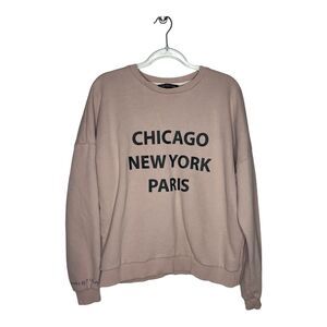 Christina‎ Karin Sweatshirt Womens S/M Pink Crew Neck Cities Pullover Oversized